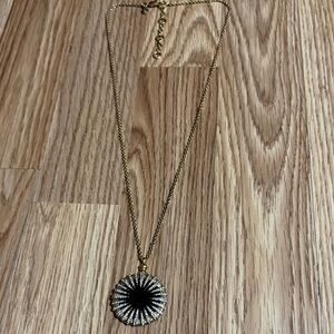 J. CREW BLACK AND RHINESTONE PENDANT GOLD-TONE 25 - 28" NECKLACE
